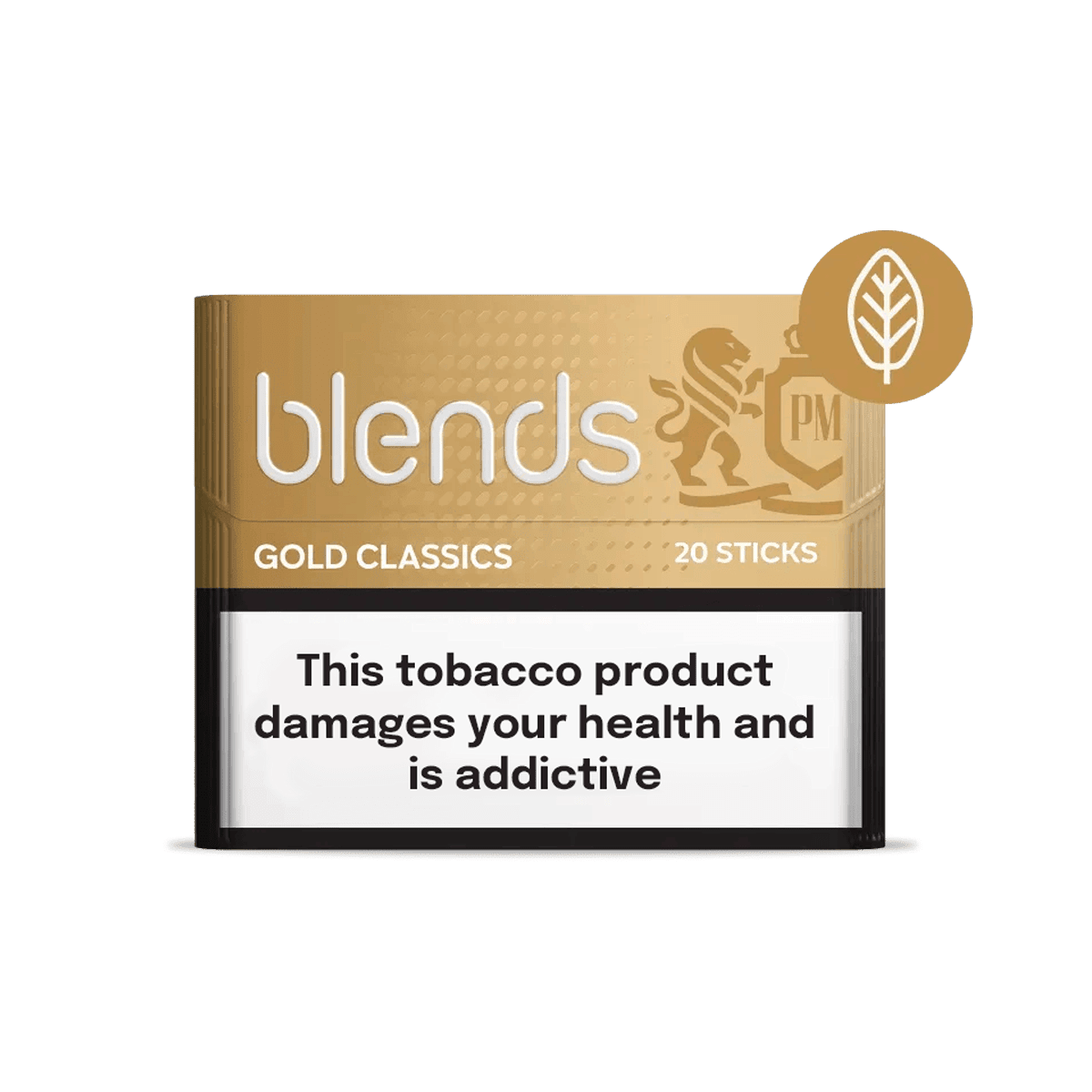 BLENDS Gold Classics pack of heated tobacco sticks on white background