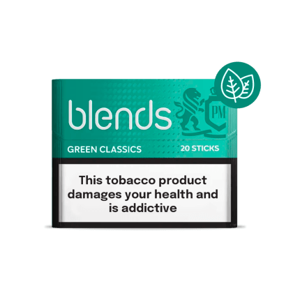 BLENDS Green Classics pack of heated tobacco sticks on white background