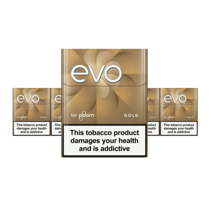 EVO Gold pack of heated tobacco sticks on white background