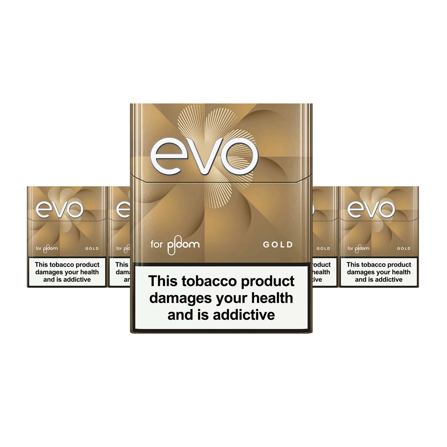 EVO Gold pack of heated tobacco sticks on white background