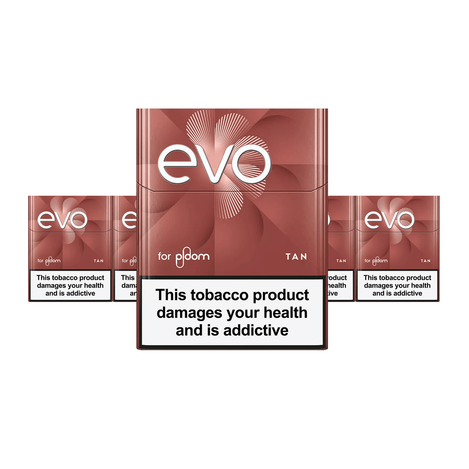 EVO Tan pack of heated tobacco sticks on white background
