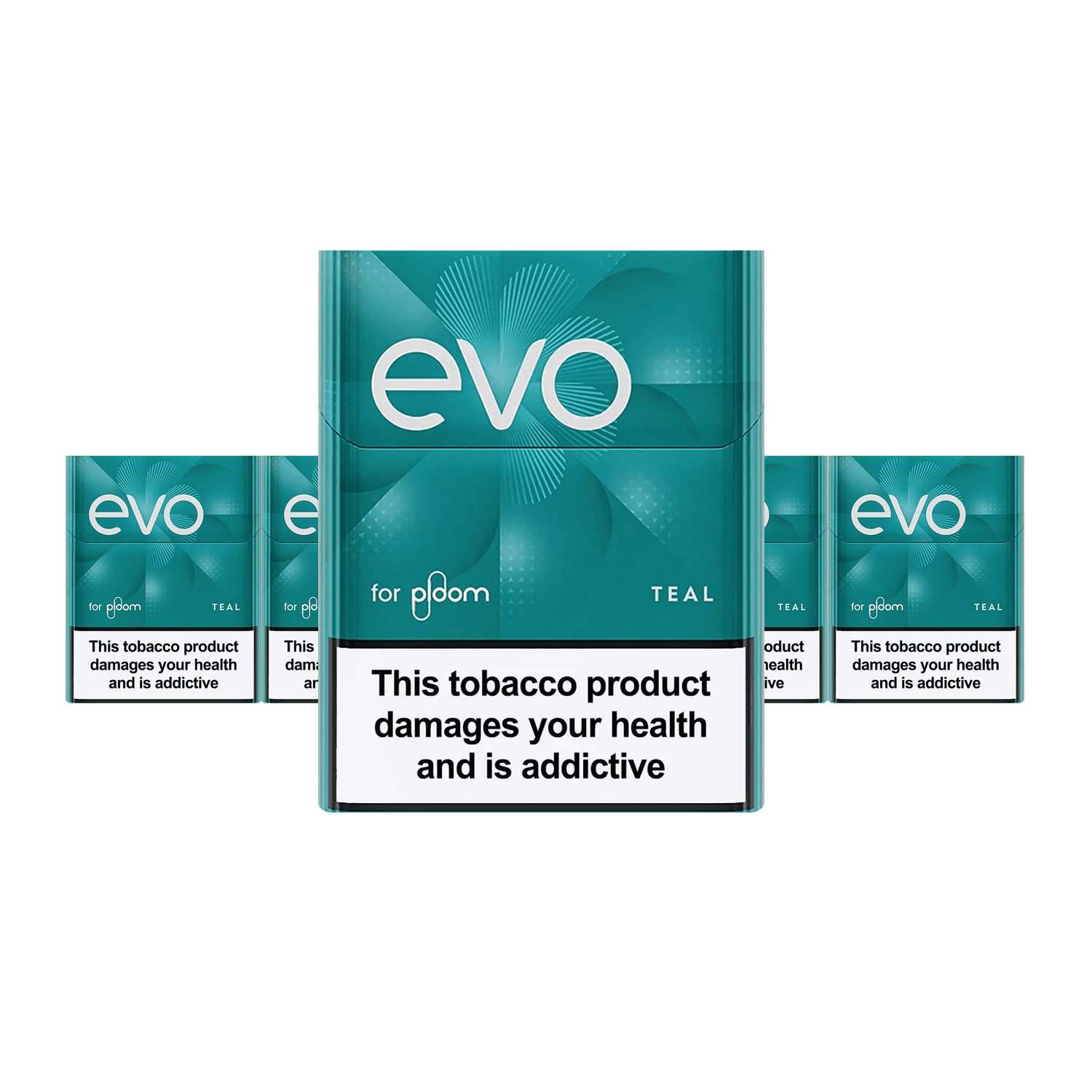 EVO Teal pack of heated tobacco sticks on white background