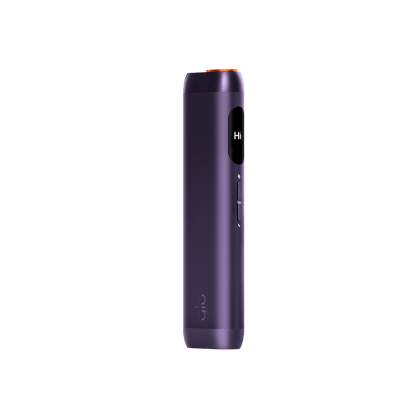glo Hilo Amethyst heated tobacco device, front view on white background