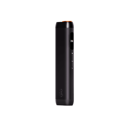 glo Hilo Onyx heated tobacco device, front view on white background