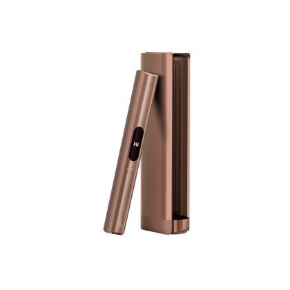 glo Hilo Plus Amber heated tobacco device, front view on white background