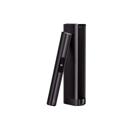 glo Hilo Plus Onyx heated tobacco device, front view on white background