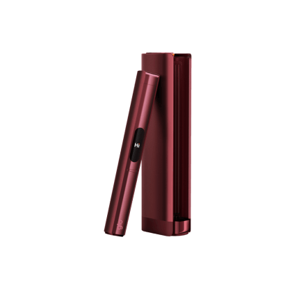 glo Hilo Plus Ruby heated tobacco device, front view on white background