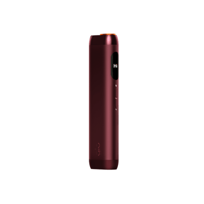 glo Hilo Ruby heated tobacco device, front view on white background
