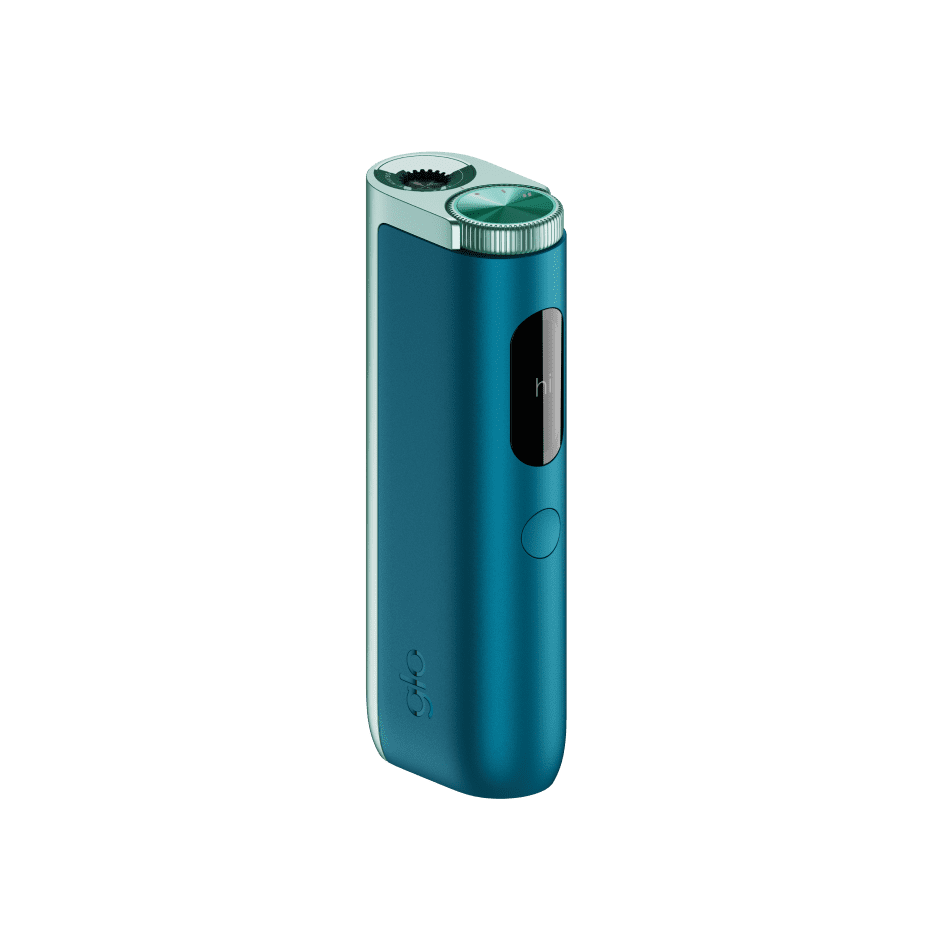 glo Hyper PRO Jade Teal heated tobacco device, front view on white background