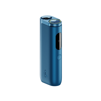 glo Hyper PRO Lapis Blue heated tobacco device, front view on white background