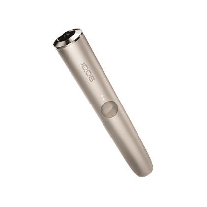 IQOS ILUMA Holder Pebble Beige heated tobacco device, front view on white background