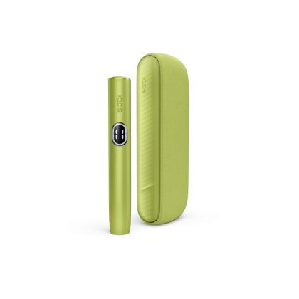 IQOS ILUMA i Leaf Green heated tobacco device for TEREA sticks, front view on white background
