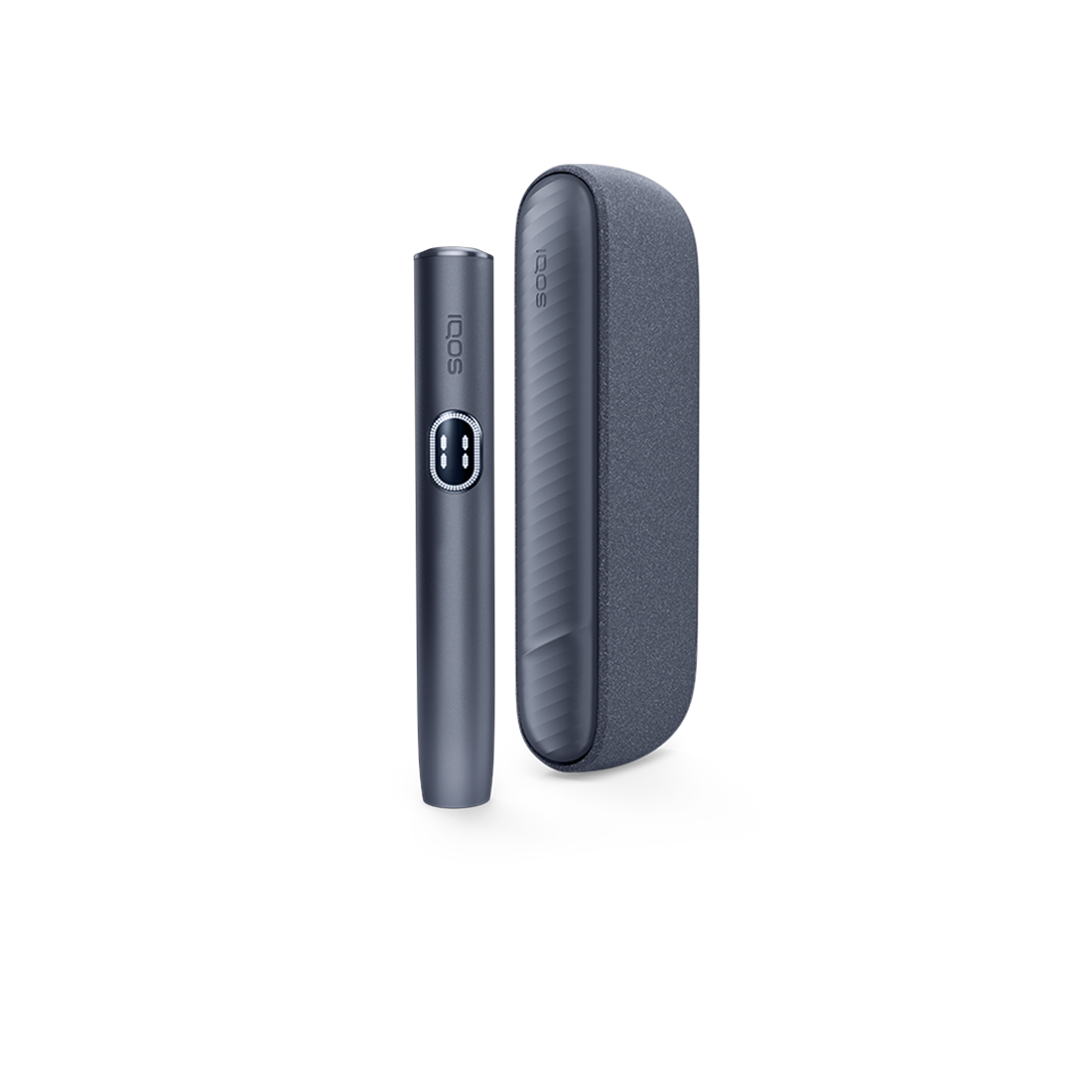 IQOS ILUMA i Midnight Black heated tobacco device for TEREA sticks, front view on white background