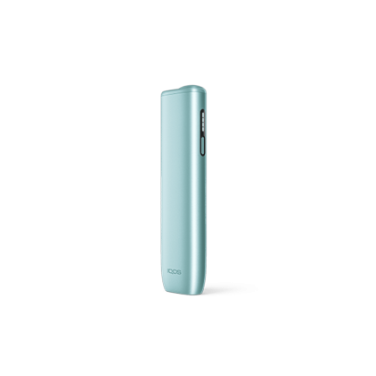 IQOS ILUMA i ONE Breeze Blue heated tobacco device for TEREA sticks, front view on white background
