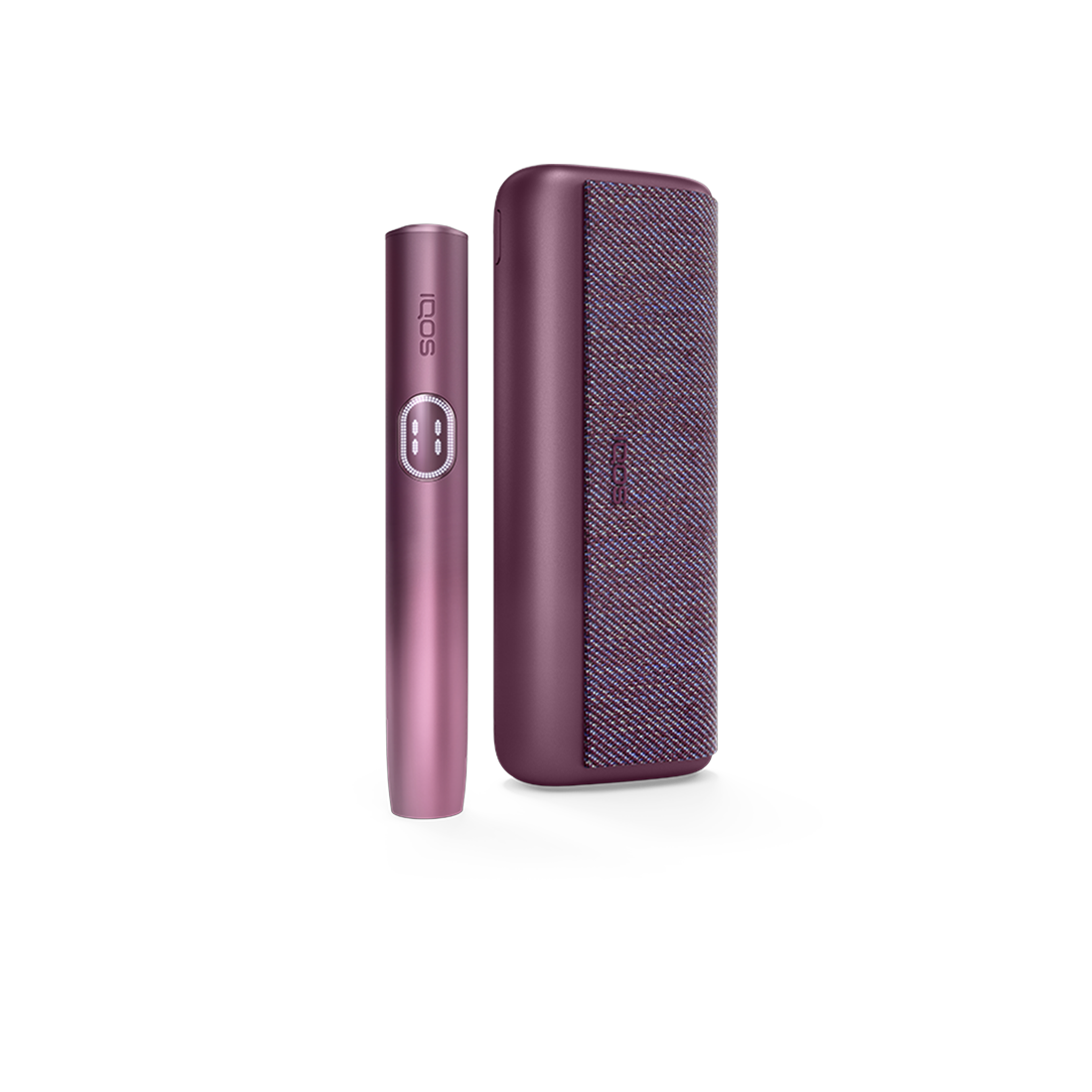 IQOS ILUMA i PRIME Garnet Red heated tobacco device for TEREA sticks, front view on white background