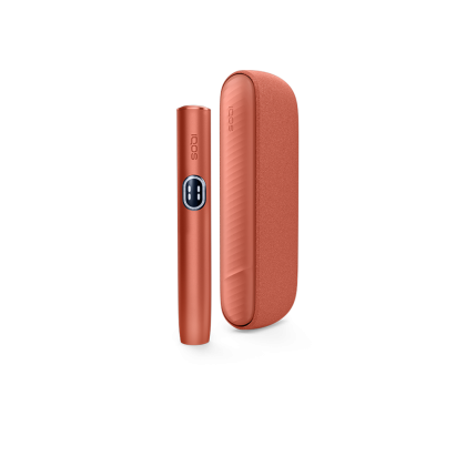 IQOS ILUMA i Vivid Terracotta heated tobacco device for TEREA sticks, front view on white background