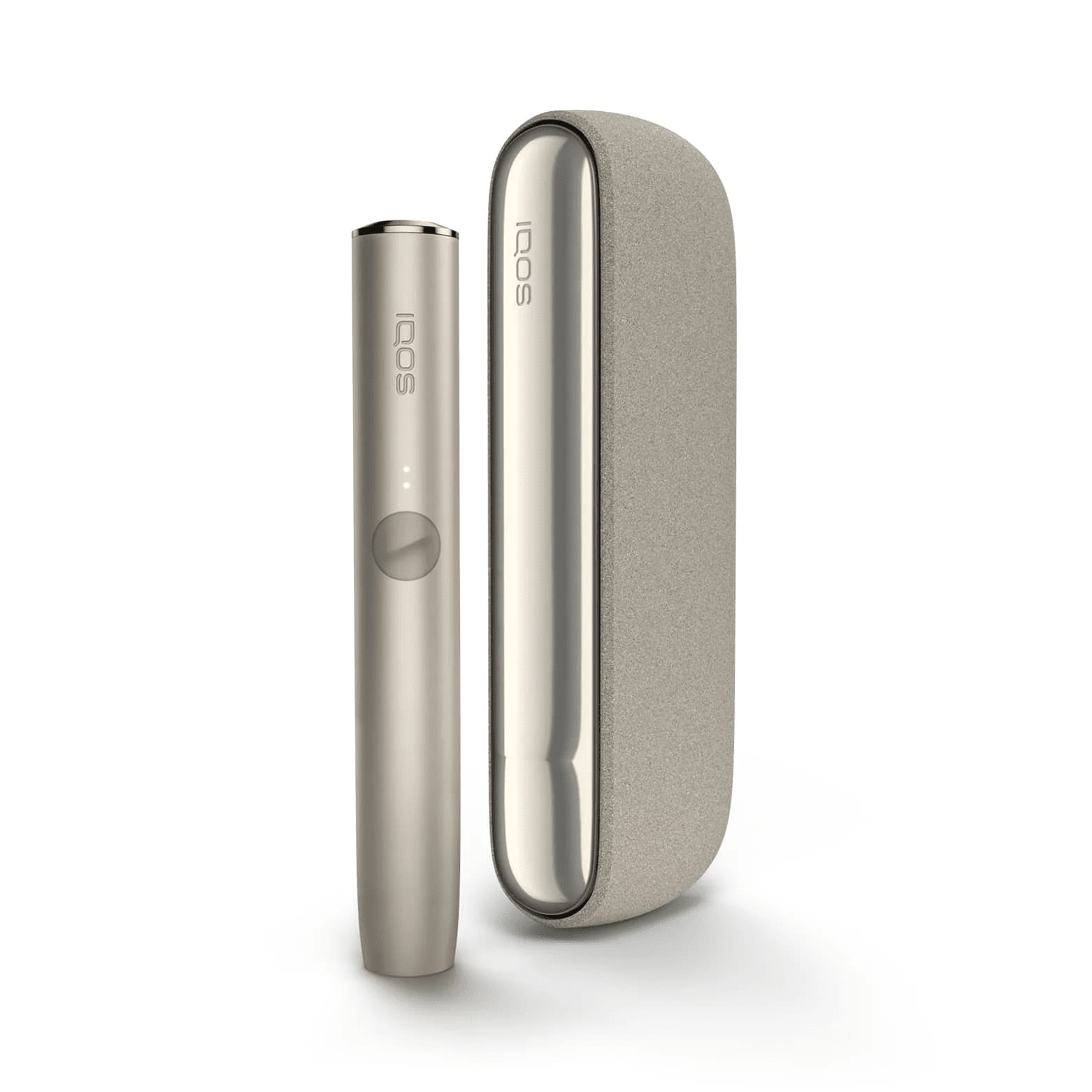 IQOS ILUMA Kit Pebble Beige heated tobacco device, front view on white background