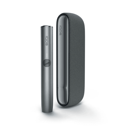 IQOS ILUMA Kit Pebble Grey heated tobacco device, front view on white background