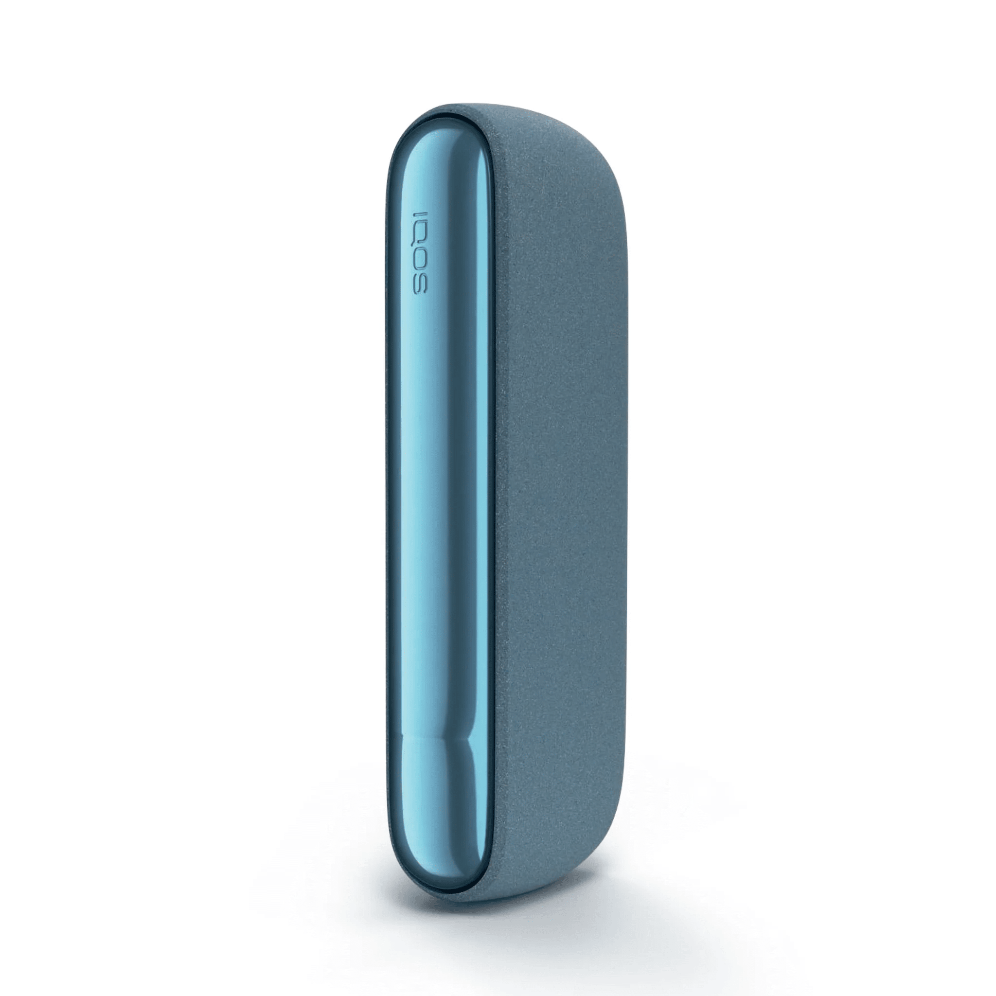 IQOS ILUMA Pocket Charger Azure Blue heated tobacco device, front view on white background