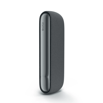 IQOS ILUMA Pocket Charger Pebble Grey heated tobacco device, front view on white background