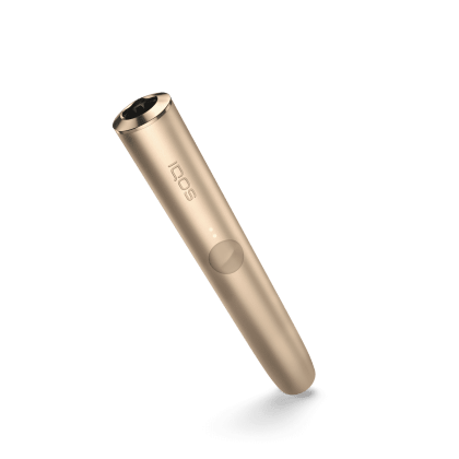 IQOS ILUMA PRIME Holder Golden Khaki heated tobacco device, front view on white background