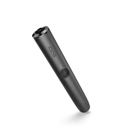 IQOS ILUMA PRIME Holder Obsidian Black heated tobacco device, front view on white background