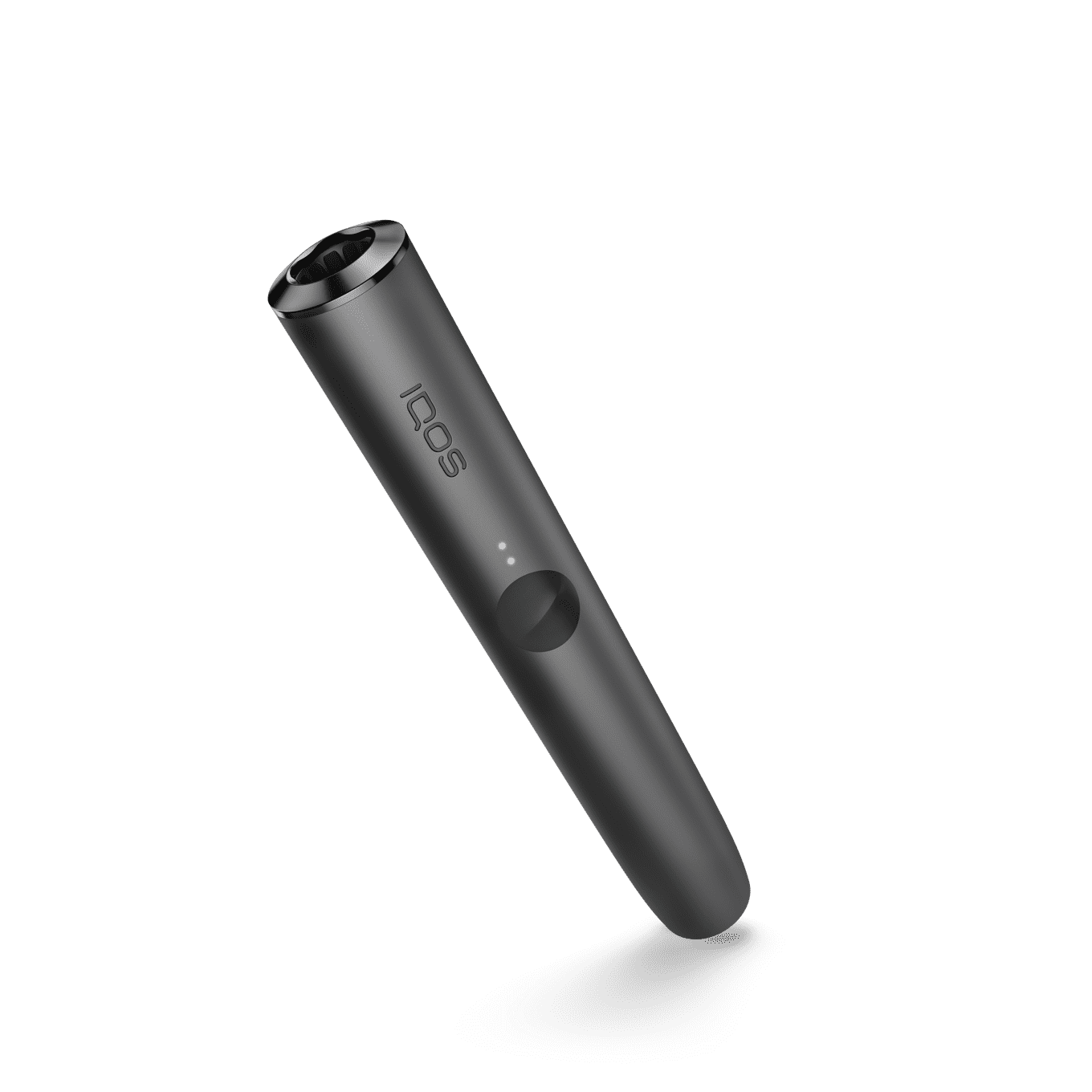 IQOS ILUMA PRIME Holder Obsidian Black heated tobacco device, front view on white background
