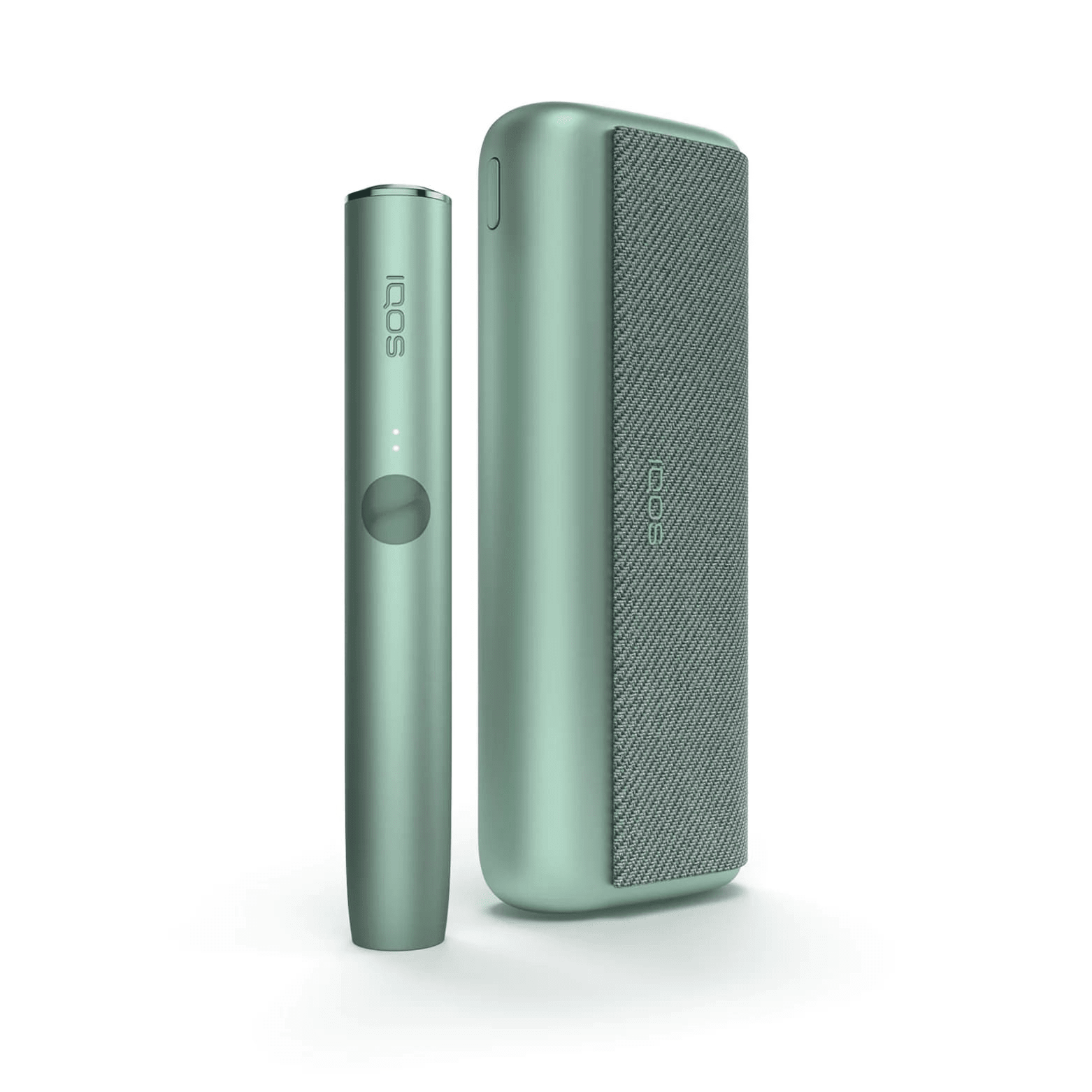 IQOS ILUMA PRIME Kit Jade Green heated tobacco device, front view on white background