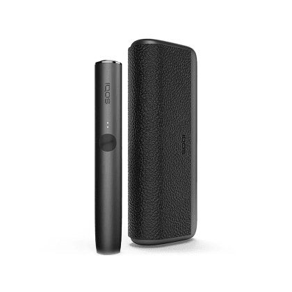 IQOS ILUMA PRIME Kit Obsidian Black heated tobacco device, front view on white background