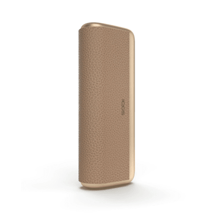 IQOS ILUMA PRIME Pocket Charger Golden Khaki heated tobacco device, front view on white background