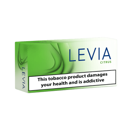 LEVIA Citrus pack of heated tobacco sticks on white background