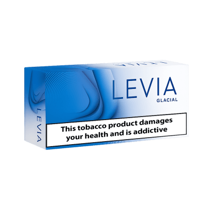 LEVIA Glacial pack of heated tobacco sticks on white background