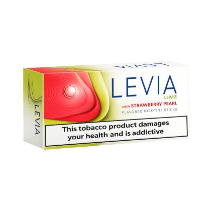 LEVIA Lime With Strawberry Pearl pack of heated tobacco sticks on white background