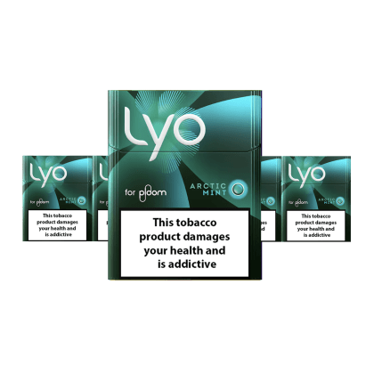 LYO Arctic Mint pack of heated tobacco sticks on white background