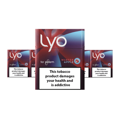 LYO Winter Apple pack of heated tobacco sticks on white background