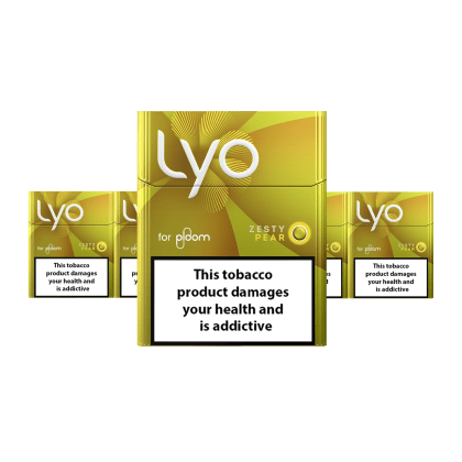 LYO Zesty Pear pack of heated tobacco sticks on white background