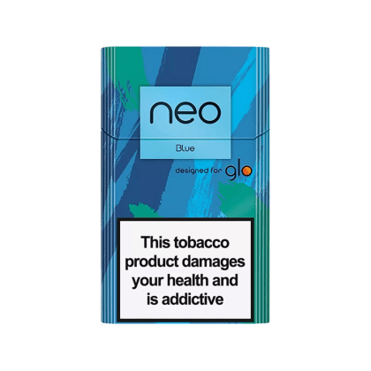 NEO Blue pack of heated tobacco sticks on white background