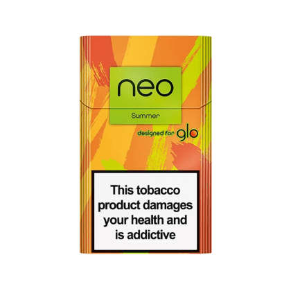 NEO Summer pack of heated tobacco sticks on white background