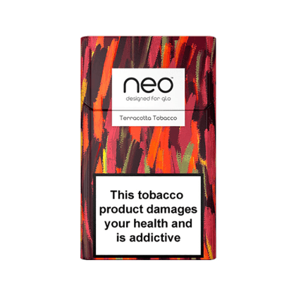 NEO Terracotta Tobacco pack of heated tobacco sticks on white background