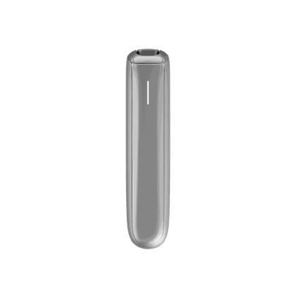 Ploom AURA Lunar Silver heated tobacco device, front view on white background