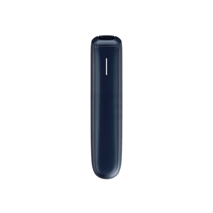 Ploom AURA Navy Blue heated tobacco device, front view on white background