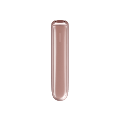 Ploom AURA Rose Gold heated tobacco device, front view on white background