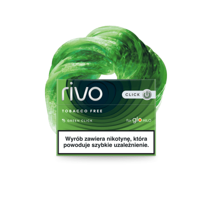 RIVO Green Click pack of heated tobacco sticks on white background