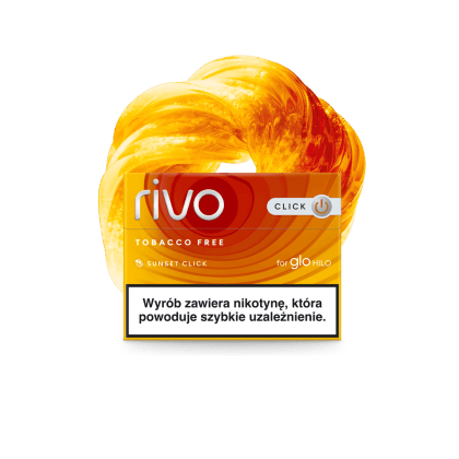 RIVO Sunset Click pack of heated tobacco sticks on white background