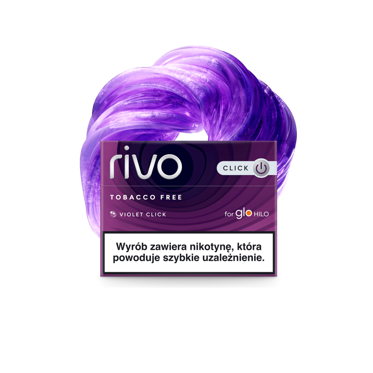 RIVO Violet Click pack of heated tobacco sticks on white background
