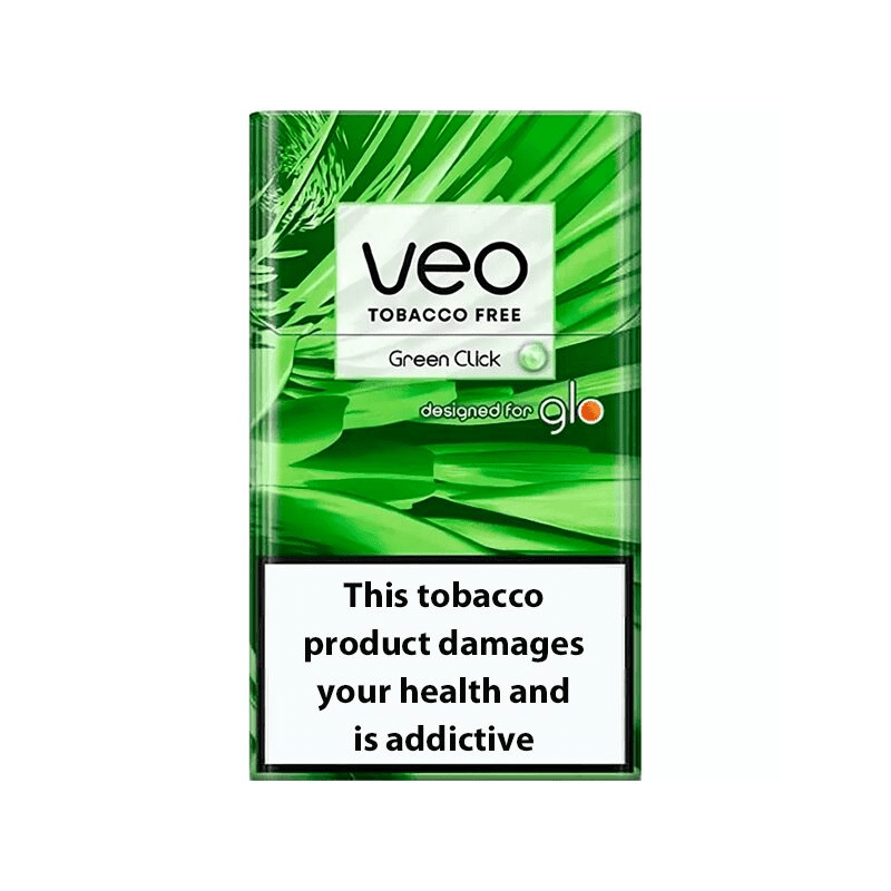 VEO Green Click pack of heated tobacco sticks on white background