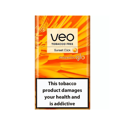 VEO Sunset Click pack of heated tobacco sticks on white background