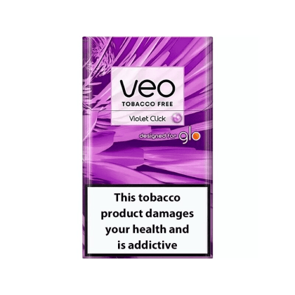 VEO Violet Click pack of heated tobacco sticks on white background