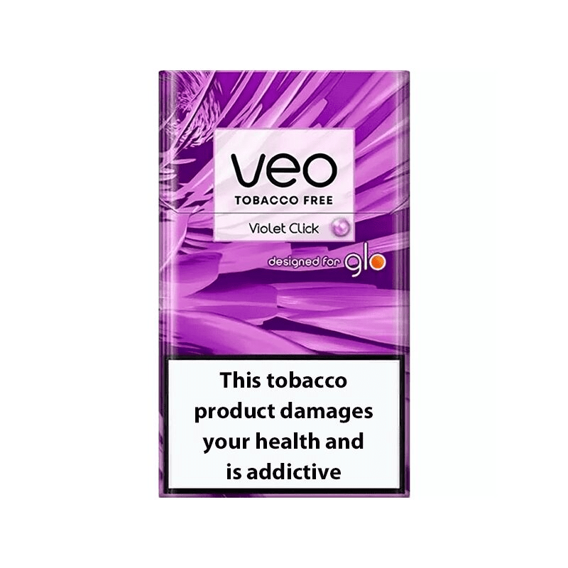 VEO Violet Click pack of heated tobacco sticks on white background